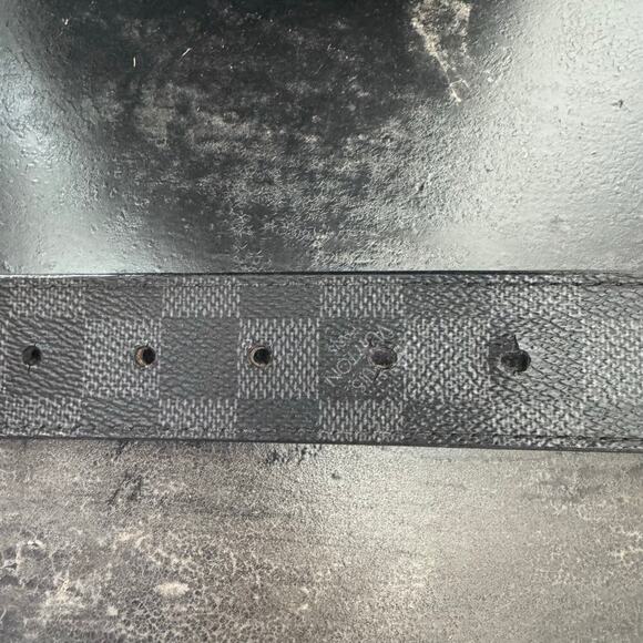 Louis Vuitton Inventeur Graphite Black Mens Belt 95/38 Box Frame Buckle SHW - Picture 8 of 9